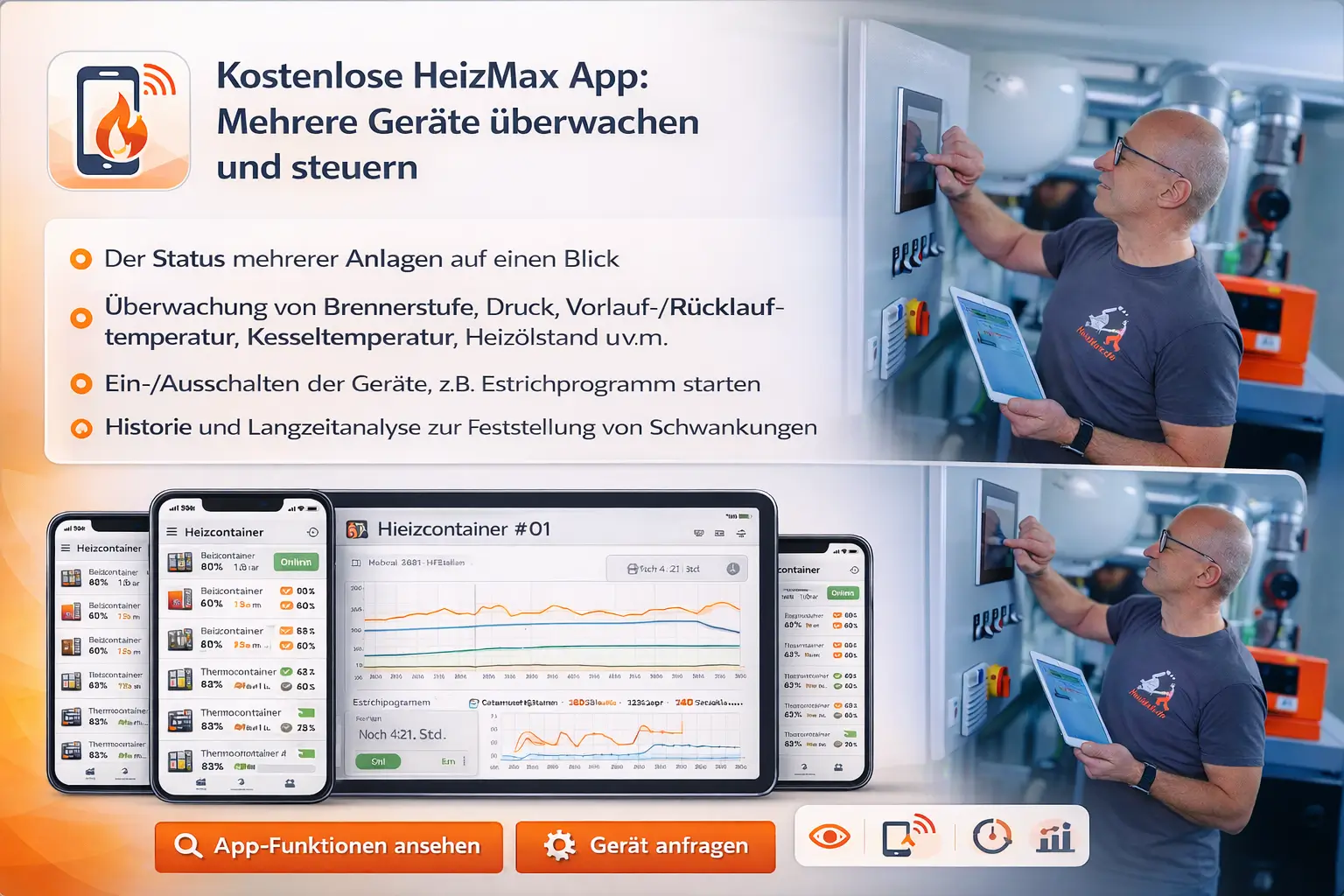 Kostenlose App als Teil des HeizMax Systems